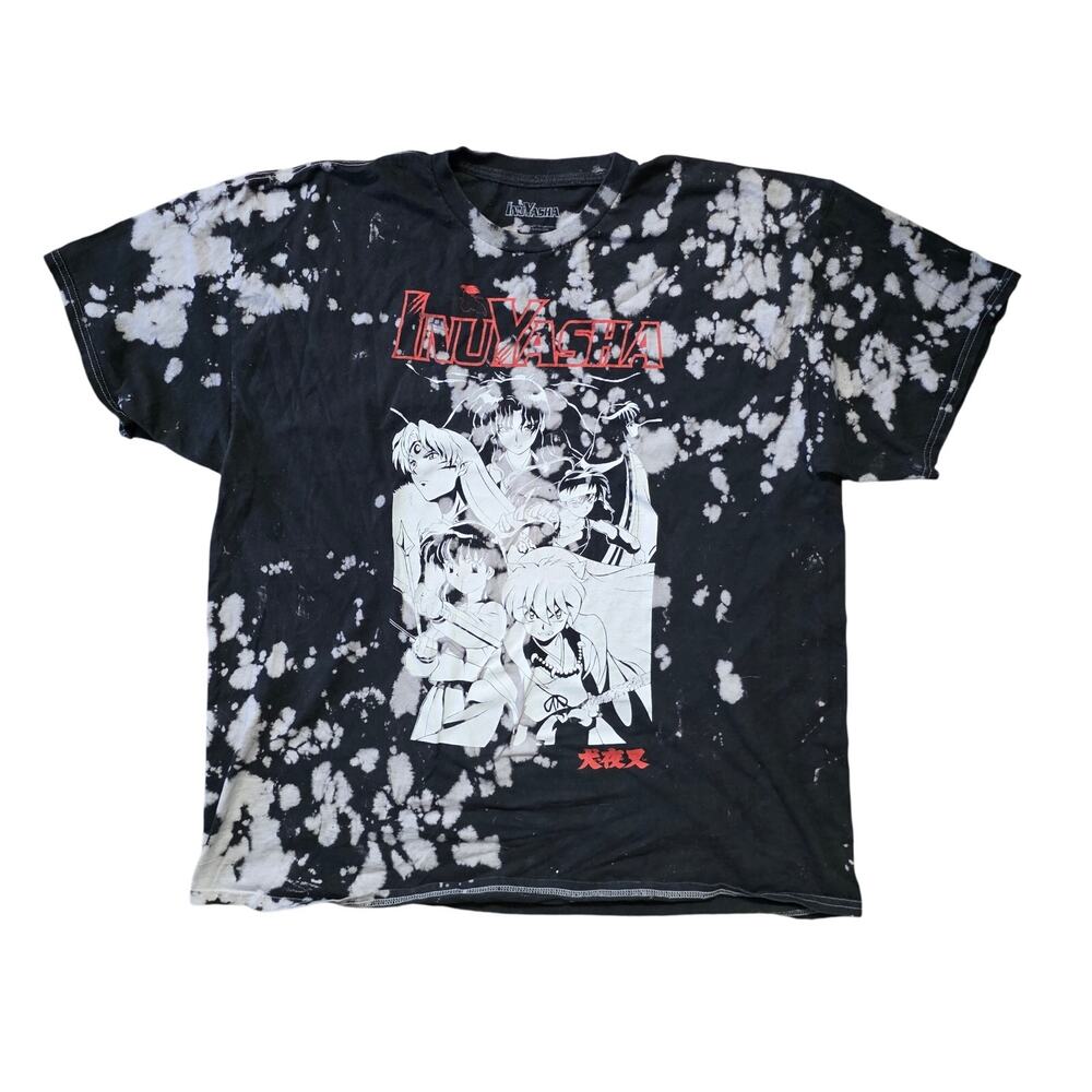 Inuyasha T-Shirt Men’s L Black Washed Anime Graphic Tee